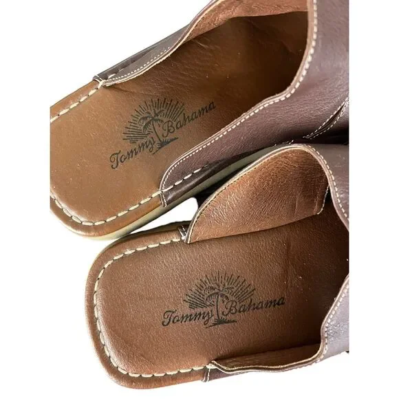 NWT Tommy Bahama Men's Beach Slide Closed Toe Sandals Espresso Brown Premium Lea - Picture 5 of 8